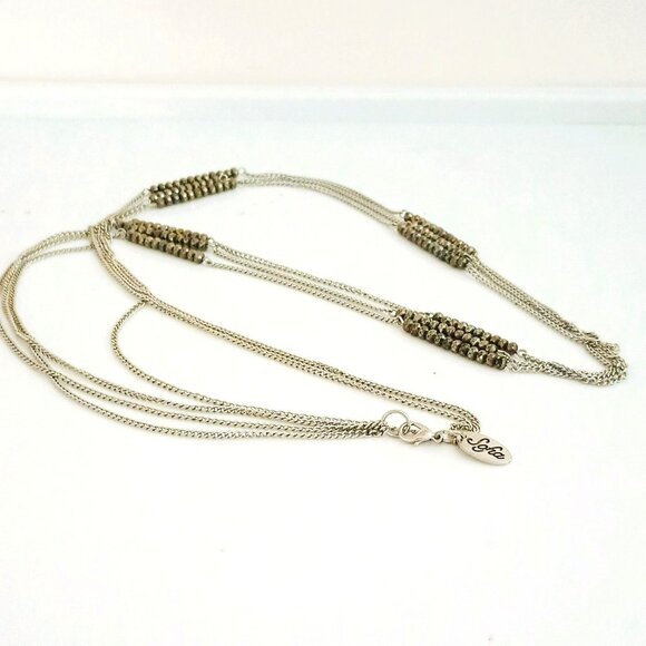 Sophia Multi Strand Necklace 18" Faux Hematite Bead Silver Tone Layered - Picture 1 of 6